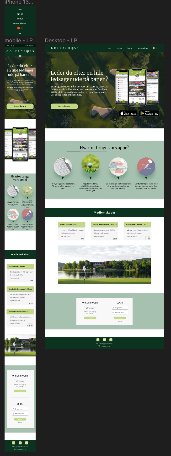 mockups for the langing page