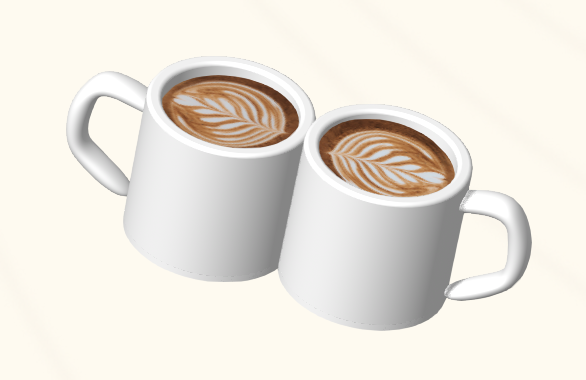 two mugs of coffee cheering